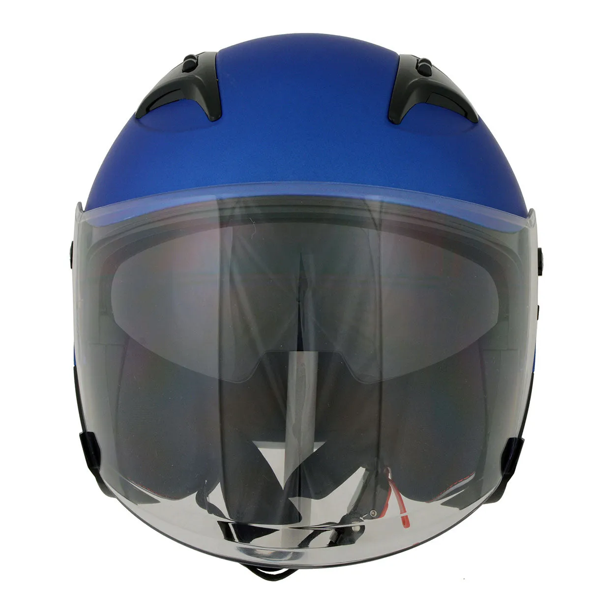 Milwaukee Helmets MPH9823DOT 'Shift' Open Face 3/4 Blue Helmet for Men and Women Biker with Drop Down Tinted Visor