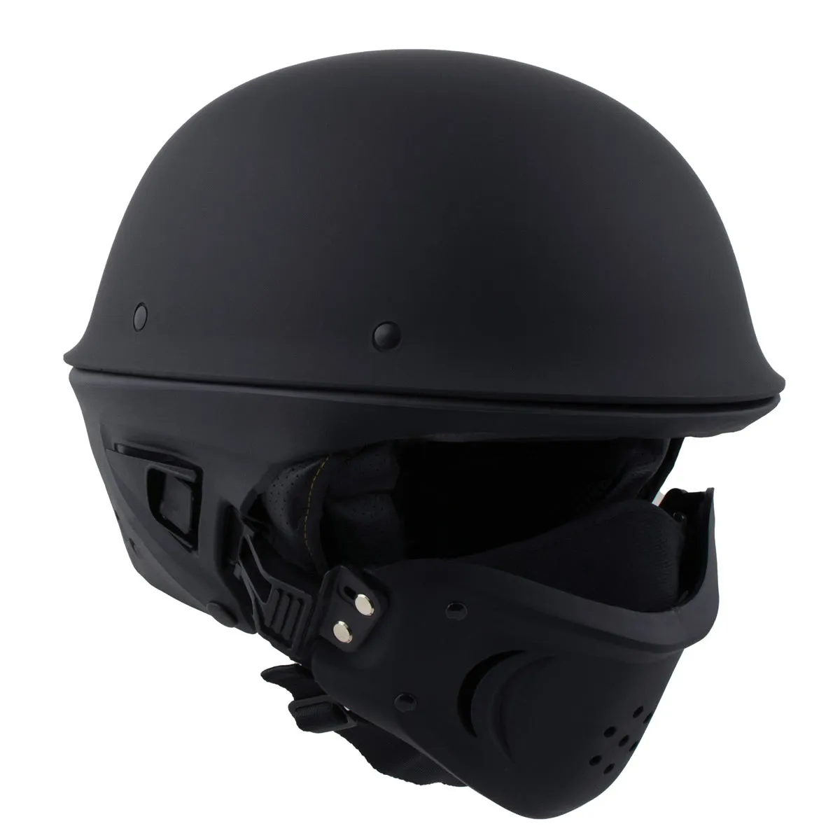 Milwaukee Helmets MPH9830DOT 'Rascal' 3/4 Open Face Flat Black 2 in 1 Motorcycle Helmet for Men and Women Biker