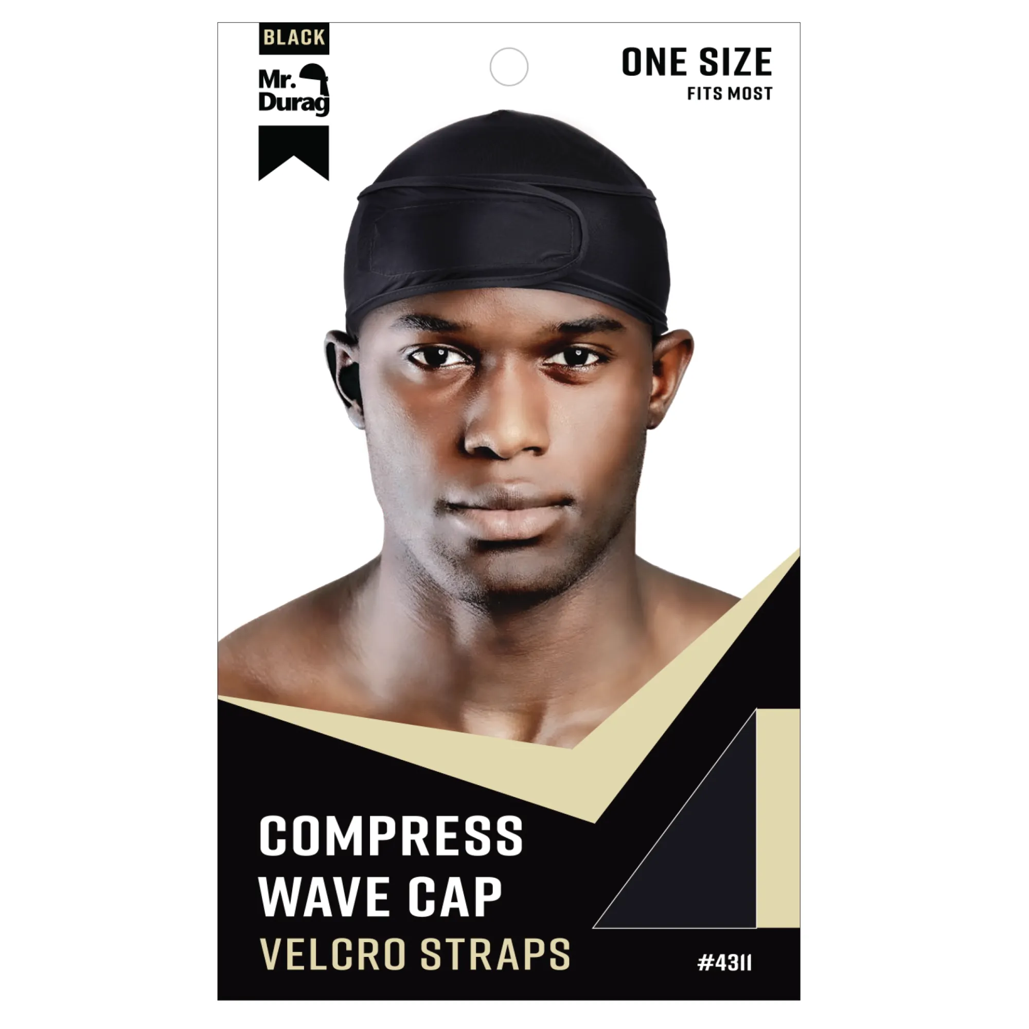 Mr. Durag Spandex Velcro Compress Wave Cap, Black