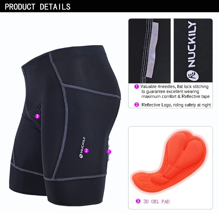 Nuckily NS361 Gel Padded Cycling Shorts