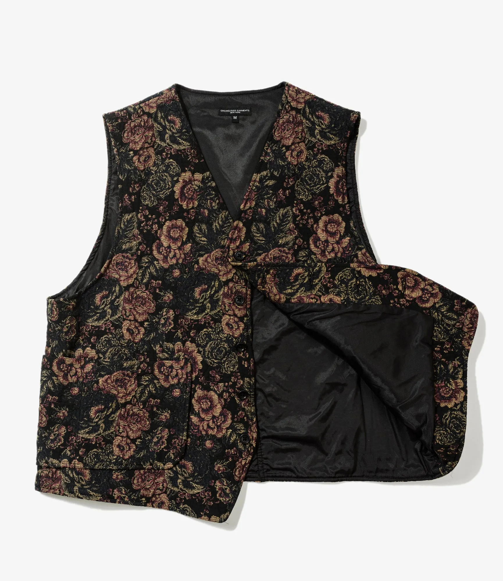 ODD Vest – Black/Gold Floral Jacquard Poly Cotton