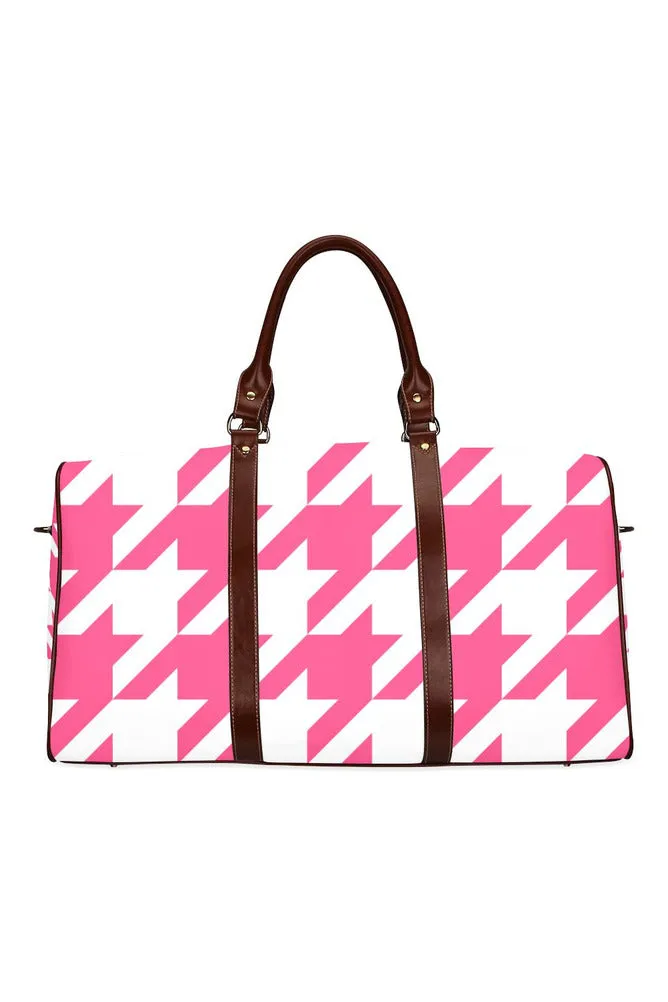 Pink Houndstooth Waterproof Travel Bag/Large