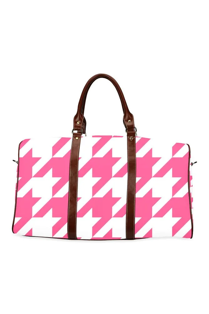 Pink Houndstooth Waterproof Travel Bag/Large