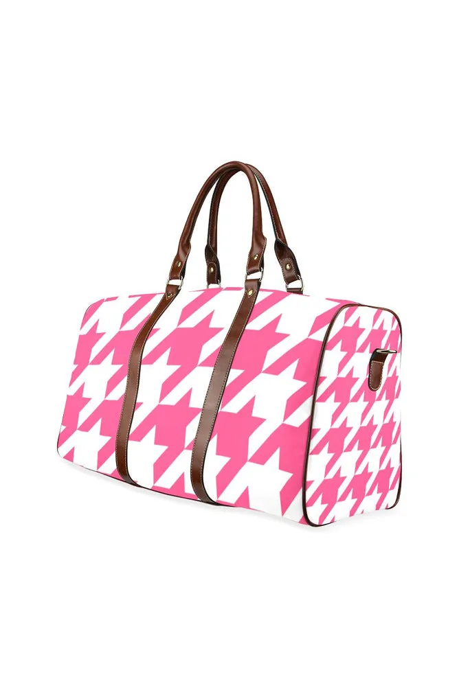 Pink Houndstooth Waterproof Travel Bag/Large