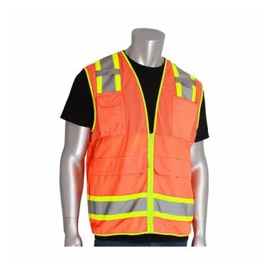 PIP Orange Class 2 Two-Tone Pocket Vest 302-0700-OR