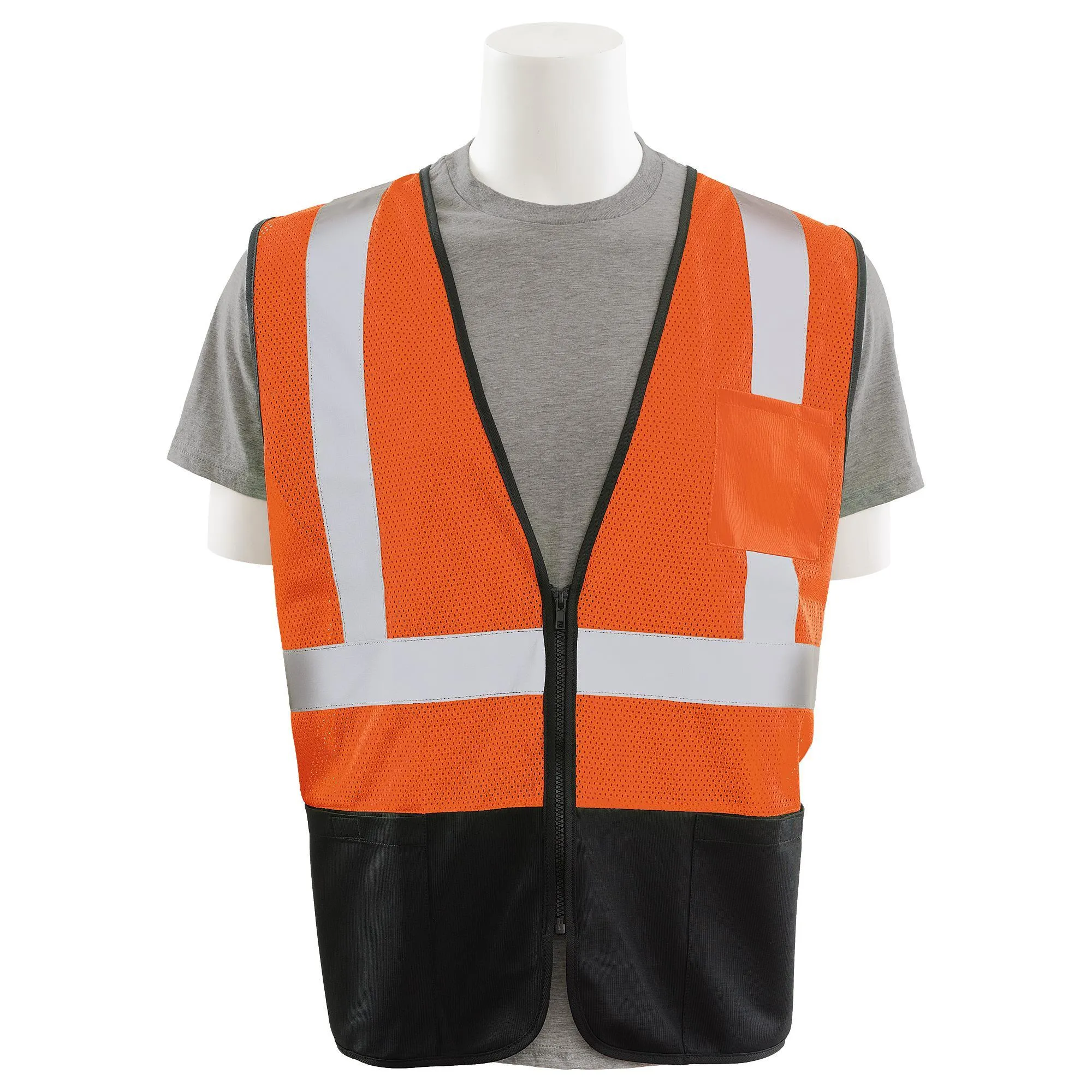 S363PB Class 2 Economy Mesh Zipper Safety Vest with Black Bottom 1PC