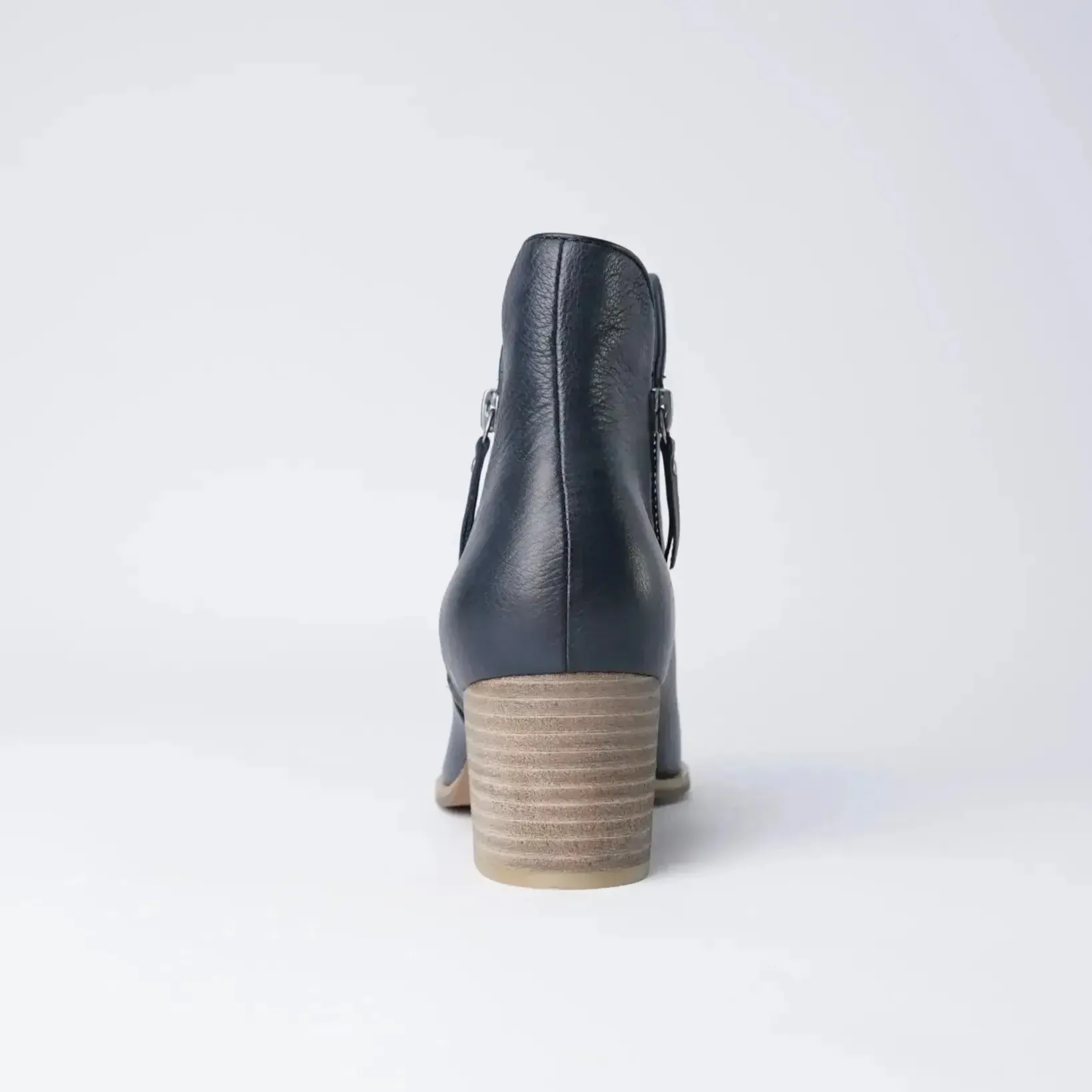 Shiannely Navy Leather Ankle Boots