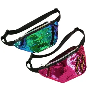 Waist Bag Female Belt PU Glitter Sequin Waterproof Chest Handbag Unisex Fanny Pack Ladies Waist Pack Belly Bags